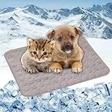 LONGCAO Kühlmatte für Hunde Katze 100 x 75 cm Grs Zertifiziert, Ungiftiges Festes Gel, Selbstkühlende Matte Kühlmatte für Hund, Kühldecke Hunde für Drinnen, Draußen Und Auto, Braun