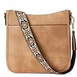 BOSTANTEN Handtasche Damen Mittelgroß Umhängetasche Crossbody Bags Leder Schultertasche für Frauen Shopper Tasche mit Verstellbarem Farbigem Riemen Hellbraun