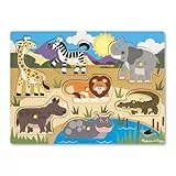 Melissa and Doug Safari Holzpuzzle Kinder | Puzzle ab 2 Jahre | Greifpuzzle Steckpuzzle Holz ab 2 Jahre | Holzpuzzle ab 2 | Holzspielzeug Spiele ab 2 Jahre | Schichtpuzzle Holz Puzzles Kind 2 Jahre
