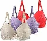 3er Pack BHS Damen mit Bügel Push Up Sexy BH Set Frauen Starker Halt Große Brüste Klassische Spitzen-BH Set Bequemer Unterwäsche Women Bra für Alltag