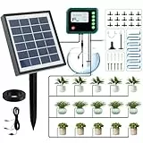 Solar Bewässerungssystem für Garten Balkon Automatisches Bewässerungssystem, Tröpfchenbewässerung System mit 12 Timer und 15M Schlauch für Garten, Balkon Pflanzen, Kübelpflanzen im Freie