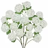 Hollyone Schneeball Blume Künstlich Kunstblumen Weiß 3PCS Künstliche Hortensien mit 18 Blumenköpfe Fake Seidenblumen Langen Stiel Dekoblumen für Vase Bouquet Hochzeit Büro Wohnzimmer Tischdeko