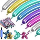 YOUYIKE 100 Stück Modelierluftballon mit Luftpumpe, Magischer Ballon, Metallic Magische Luftballons, Lange Bunte Ballons, Tierballons aus Latex, für Geburtstag Dekoration, Partys, Hochzeiten, Jubiläen