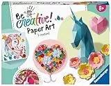 Ravensburger BeCreative Paper Art Flower & Unicorn - Bastelset für Kinder ab 8 Jahren, Papierfiguren basten für Mädchen und Jungen - 18236 - Geburtstagsgeschenke, Deko selber basteln