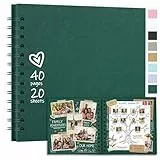 Vienrose Fotoalbum zum Selbstgestalten 18 x 18 cm Scrapbook DIY Einkleben für Fotoalben mit 40 Seiten Hardcover Kraftpapier Spiralalbum als Geschenk für Hochzeit, Geburtstag, Jahrestag, Dunkelgrün