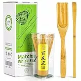 TEANAGOO Matcha Set| MatchaBesen Matcha-Zubehör, Matcha-Whisk(Chasen), traditionelle Schaufel (Chashaku), Teelöffel, Schneebesenhalter, I5, Das perfekte Set für die Zubereitung einer Tasse Matcha.