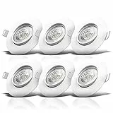 B.K.Licht - 6er Set LED Einbaustrahler 230V schwenkbar, warmweiße Lichtfarbe, Lochmass 68mm, flach, LED Spot, Deckenspots, Spots, Einbauleuchten, Einbauspots, Deckenstrahler, 90x24 mm, Weiß