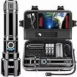 Blukar Taschenlampe LED Aufladbar, Extrem Hell Hohe Helligkeit Zoombar Taschenlampen Starke mit 5 Lichtmodi, IP67 Wasserdichte Flashlight Torch für Camping, Wandern, Outdoor, Angeln, Notfäll