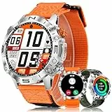 MEGALITH Smartwatch Herren Fitness Uhren: Telefonfunktion Bluetooth Android iOS Kompatibel - Blutdruck Smart Watch Herzfrequenz Orange