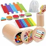 Montessori Spielzeug ab 1 Jahr, Motorikspielzeug Montessori Spielzeug 2 Jahre, 3-in-1 Baby Spielzeug Montessori ab 1 2 3 Jahre Holzspielzeug Steckspiel Sortierspiel Sensorik Spielzeug Geschenke