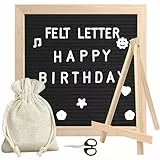 Tbintul Filz Brief Board, 25x25cm Holz Letter Board mit 340 Buchstaben Staffelei und Beutel für Memoboard Hängen in der Familie Küche Büro Hochzeit (Schwarz)