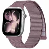 Jiamus Nylon Armband kompatibel mit Apple Watch Armband 44mm 40mm 42mm 49mm 45mm 46mm 41mm 38mm Damen Herren, Sport Loop Band für iWatch Ultra SE 3 2 1 Series 11 10 9 8 7 6 5 4 3 2 1, Graulila​