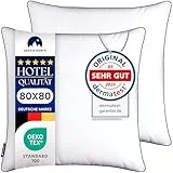 Gentle North Hochwertige Kopfkissen 80x80 cm groß in Hotelqualität - 2er Set Flauschige, gut gefüllte Schlafkissen für Allergiker geeignet (Ökotex 100 Zertifiziert) - 60° Waschbar