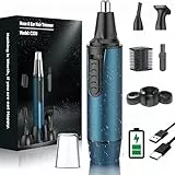 Nasenhaartrimmer Herren, USB Wiederaufladbar Nasenhaarschneider 3 in 1 Set Ohrhaarschneider mit Doppelschneideklingen, Schmerzfreier Augenbrauen und esichtshaartrimmer für Männer und Frauen