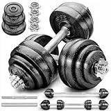 RE:SPORT 2 in 1 Hanteln Set 60 kg | Hantelset Gusseisen verstellbar | Kurzhantel & Langhantel | Sternverschlüsse & Verbindungsrohr