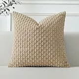 Sungeek 1 Stück Kordsamt Kissenbezug, Dekorativ Zierkissenbezüge Weich Kissenbezüge Dekokissen Sofakissen Boho Deko Bezug Kissenhülle für Sofa Schlafzimmer Wohnzimmer (40x40 cm, Tan)