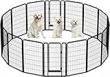 Yaheetech 16-teilig Welpenlaufstall 120cm hoch mit automatischer Verriegelung, Hundelaufstall Faltbar für Wohnung & Garten, Schwarz