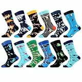 WeciBor Bunt Lustige Herren Socken, 12 Paar Mehrfarbig Tier, Größe 43-46