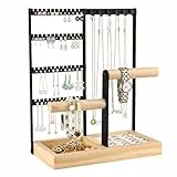 Kingling Schmuckständer, Schmuckhalter Schmuck-Organisator Schmuckständer Ständer zur Aufbewahrung von Halsketten, Ohrringen, Armbändern, Ringen (Schwarz)