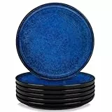 vancasso Teller Set 6 Personen, STARRY Speiseteller 6er Set, Ø 26 cm Essteller 6 Personen Blau, Steingut Tellerset für Spülmaschine und Mikrowelle, Pastateller, Frühstücksteller, Kuchenteller