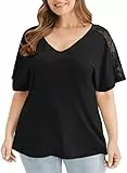 Ritiriko Tunika Pullover Kleid für Damen Puff Lang Ärmeln Kleider Rund Hals Winterstrickkleider Mit Taschen Schwarz M