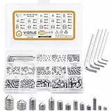 VIGRUE 260 Stück Madenschraube Kegelspitze Hex Madenschrauben Sortiment M3 M4 M5 M6 M8 Edelstahl Einschraubmuffen Sortiment Befestigungsteile Kits mit Sechskantschlüssel