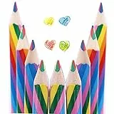 MiaLover 9 Stücke 4in1 Regenbogen Buntstift Set,Spaßstifte,Zeichnung Bleistifte Malstifte Farbstift Holzstifte für Erwachsene oder Kinder Kunst Zeichnung, Färbung und Skizzieren