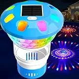 KingSom 2026 Dosierschwimmer Pool, Chlor Dosierschwimmer mit LED-Licht, Tastenbedienung Solar Pool Dosierschwimmer, Einstellbare Pool Chlor Schwimmer für 4 * 3' Chlortabletten, Chlordosierer für Pool