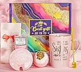 Doublewhale Schwester Geburtstagsgeschenke, Schwester Geschenke von Sisters Brother, einzigartige Geburtstagsgeschenke für Schwestern, Schwester, sie, Bestie, Kaffeetassen-Set mit Golddruck, Badekugel