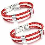Aroncent Österreich Flagge Armband Lederarmband Kordelarmband Fanartikel Fussball Weltmeisterschaft WM & EM Europameisterschaft