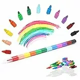 ICEPAPA, Wachsmalstifte, 15 Stück Stapelbare Buntstifte Kinder, ideal als Mitgebsel Kindergeburtstag Junge & Mädchen oder kleine Geschenke für Kinder, Kindergeburtstag Gastgeschenke(12 Farben in 1)