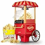 HOUSNAT Popcornmaschine, 3.5L Retro Heißluft-Popcornmaschine, 1200W, Fettfreies Ölfreies & Gesunder Maïs Snack, Große Inhalt Popcorn Maker für Zuhause - Filmabend & Weihnachten - Rot