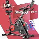 Devoko Heimtrainer Fahrrad Profi Leises Hometrainer Fahrrad mit magnetischem Widerstand Indoor mit LCD-Monitor Idoor Bike mit weichem Sitzbezug 150kg,Rot