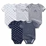 Chamie Newborn Baby Bodysuit Kurzarm für Baby Jungen und Mädchen 0-12M, 5er Pack