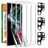 IMBZBK für Samsung Galaxy S22 Ultra 5G Schutzfolie, 3 Stück Flexibilität TPU Folie mit 3 Stück Kameraschutz für Panzerglas, Kompatibel mit Handyhülle, Fingerabdruck unterstützen