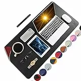 Yikda Schreibtischunterlage Leder, Mauspad, wasserdichte schreibunterlage tischunterlage Schreibtischmatte, PU-Leder doppelseitige Mousepad für Büro und Zuhause(Schwarz Rot 60 * 35cm)