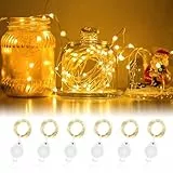Auting LED Lichterkette Batterie,6 Stück 2M 20LEDs Mini Lichterkette mit Batterie,Warmweiß led lichterkette innen für Weihnachten, Halloween, Hochzeit, Party, Beleuchtung Deko