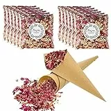 SOSPIRO 32 Konfetti Kegel aus Kraftpapier, 12 Packungen Natürliches Hochzeitskonfetti, Biologisch Abbaubar, Getrocknete Blütenblätter aus Rosenblättern, Konfetti für Hochzeitsfeiern