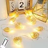 A.bigwhale Lichterketten Innen, 20 LED Lichterkette Herzen, Weihnachtslichterkette innen, Herzförmige Lichterkette USB Fairy Lights für Party Hochzeit Zimmer Valentinstag Weihnachten Deko