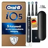 Oral-B iO Series 5 Plus Edition Elektrische Zahnbürste — Electric Toothbrush, Inkl. 3 Aufsteckbürsten, 5 Putzmodi für Zahnpflege, Reise-Etui — Zahnbürste Elektrisch, Designed by Braun, Schwarz