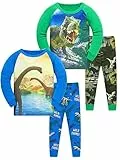 SOIBEEN Pyjamas für Jungen Dinosaurier Nachtwäsche Baumwolle Kleidung Kinder Nachtwäsche Langarm PJs Set 4-teiliges Outfit 12 Jahre