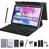 FEONAL Tablet 10 Zoll, 16GB RAM+128GB ROM(1TB TF), 2-in-1 Android Tablet Mit Tastatur Maus Stift, 5G WiFi Tablets, Octa-Core 2.0Ghz | 7000mAh | 1080FHD | 13MP Kamera |WLAN GPS OTG Typ-c - Schwarz