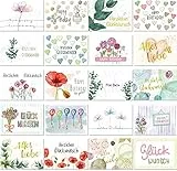 LifeDesign 20x Geburtstagskarten Postkarten Set Glückwunschkarten DIN A6 Grußkarten Set, Happy Birthday Karten, Geburtstagskarte Frau Mann, Kartenset Danke Karte Geburt, Jubiläum, Hochzeit, Taufe