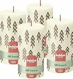 Bolsius Rustikale Stumpenkerzen Silhouette - Elfenbein mit Aufdruck - 4 Stück - 13 x 7 cm - Lange Brenndauer - Haushaltskerze - Enthält Natürliches Pflanzenwachs - Ohne Palmöl