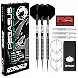 RED DRAGON Pegasus 24 Gramm-Professionelles Tungsten-Steeltip-Dart-Set mit Flights, Schäften (Shafts) und Brieftasche