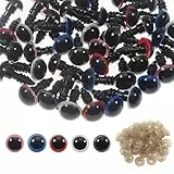 TOAOB Sicherheitsaugen für Häkeltiere 50 Stück Kunststoff knopfaugen 8mm Bunte Amigurumis Augen für Plüschtiere Puppenaugen mit Unterlegscheiben für Puppe Plüschtier Basteln