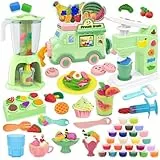 VBACALA Knete Set,Kinderknete Kitchen Creative Knete Eismaschine+Nudelmaschine+Smoothie Mixer Maschine,62 Knete Zubehör mit 24 Gläser Knetmasse,Knete ab 3 Jahre Geschenk für Jungen und Mädchen