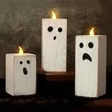 3 Stück Led Halloween Kerzen, Halloween Deko Innen Kerze Tischdeko, Batteriekerzen Geister für Halloweendeko, Party Deko