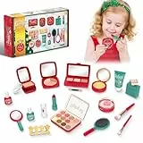 Vattikam Kinderschminke Set, Weihnachtlich Gestaltetes Rollenspielzeug für Mädchen ab 3 Jahren | Sicheres Und Ungiftiges Spielzeug Schminke Unecht Mit Lippenstift, Lidschatten, Spiegel Und Pinseln