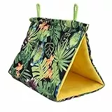 Keenso Papageiennest, Gemütliches Dreieckiges Zelt aus Weichem Stoff für Einfache Installation, Geeignet für Heimvögel, Schaumstoff + Segeltuchmaterial, 8,26 X 6,3 X 5,51 Zoll, 2 Haken